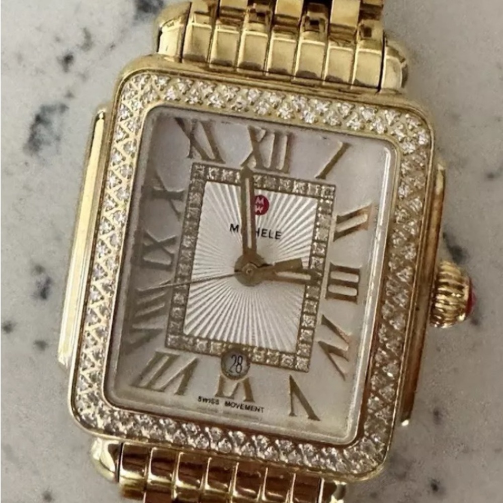 MICHELE DECO -0.60ct. TCW Diamond Lady's 31mm Watch, Bracelet 7.5” MWW06G000003 - Picture 4 of 13